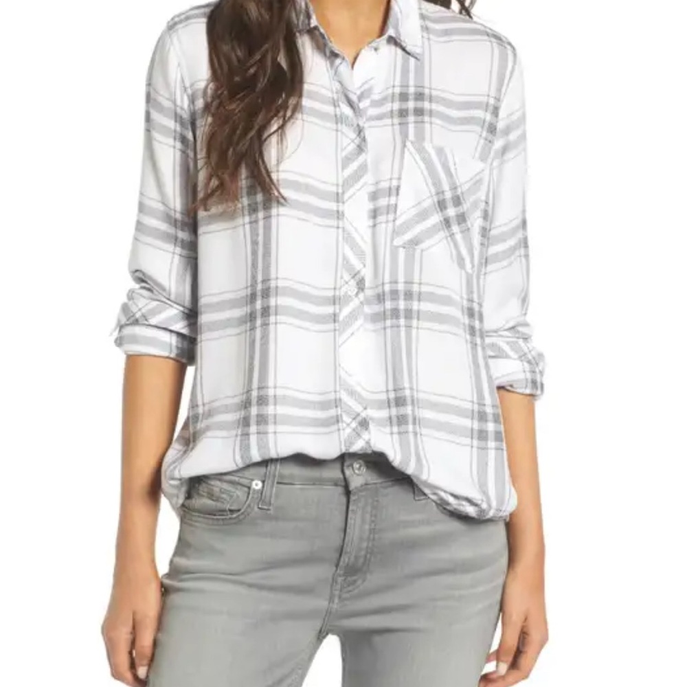 Rails Ivory, pink and Gray Plaid Shirt NWT